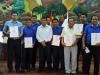 Algunos de los 15 alcaldes electos de Pando rodean al gobernador reelegido Luis Adolfo Flores Roberts.| Foto GADP