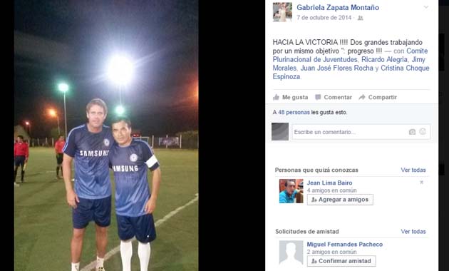Quintana y el ex arquero de la selección nacional Leo Fernández, los más allegados a Zapata. | Foto Facebook